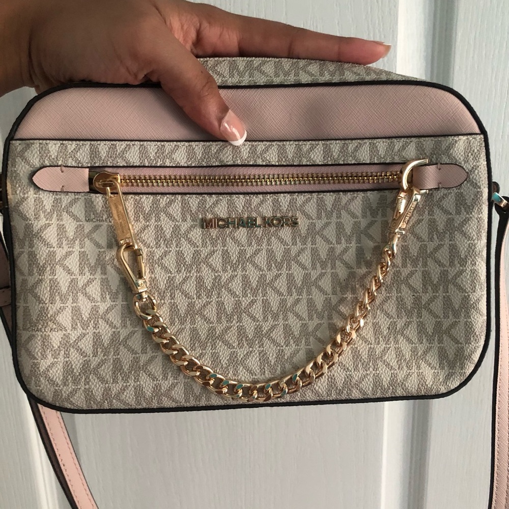 Michael Kors Cream and Pink Crossbody Bag
